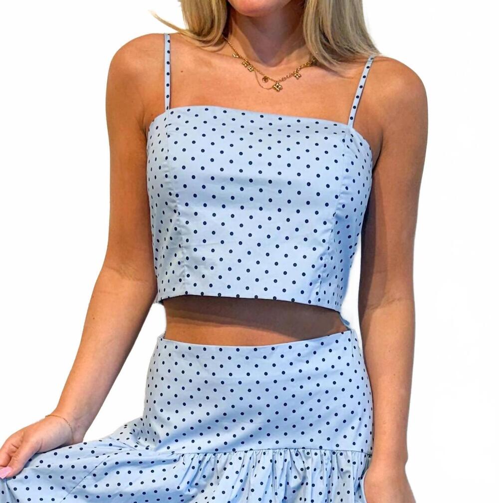 NEW ADELINE presley polka dot top in blue/navy